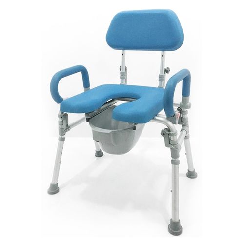 Silla de ducha con reposabrazos - HS5142-BL - Forever Young Enterprise - con apertura higiénica / con cubo / con respaldo