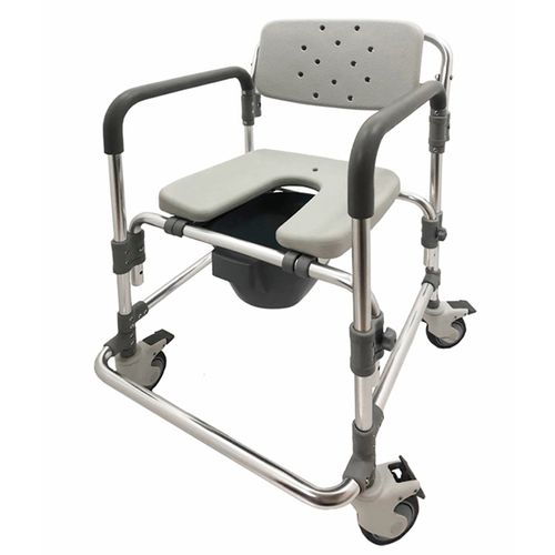 Silla de ducha con reposabrazos - HT6062-GR - Forever Young Enterprise - con ruedas / con apertura higiénica / con cubo