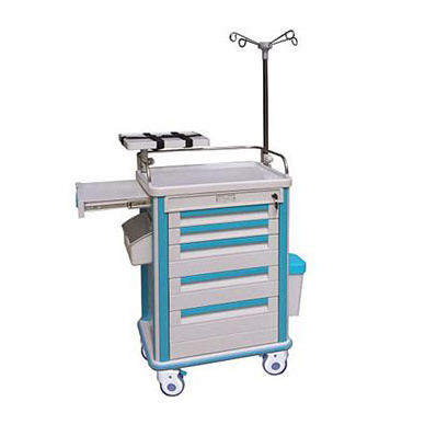 Carro de emergencia - KJW-ET001B - Guangdong Kareway Medical Technology - 5 cajones / con portasueros / con papelera