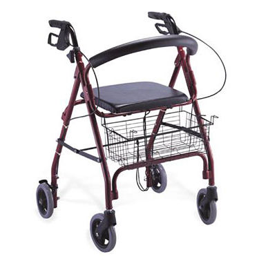 Andador con ruedas con 4 ruedas - KJW-502L - Guangdong Kareway Medical Technology - con canasta / con asiento / de altura regulable
