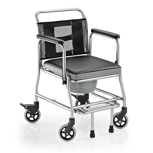 Silla de ducha con reposabrazos - DOCCIA 69 - Surace - con ruedas / con apertura higiénica / con cubo