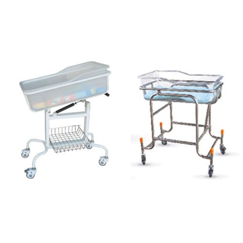Cuna hospitalaria para bebé - PHB-03 - Medi Waves - con ruedas / presalida / de acero inoxidable