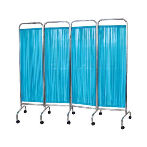 Biombo médico plegable - HWE-10 - Medi Waves - con ruedas / 4 paneles / con cortina