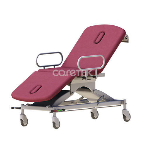 Camilla de exploración manual - PE320 - Caretek Medical - de altura variable / con ruedas / de 3 secciones