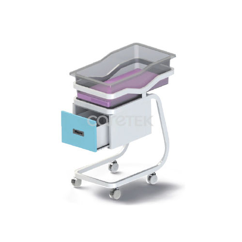 Cuna hospitalaria con ruedas - N101 - Caretek Medical - con espacio de almacenamiento / transparente
