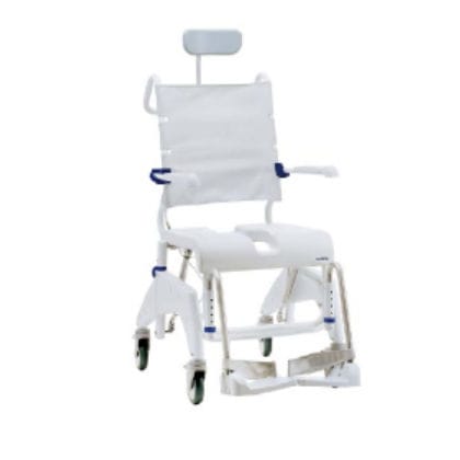 Silla de ducha con respaldo alto - Ocean VIP - Caretek Medical - con reposabrazos / con ruedas / con reposapiés