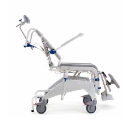 Silla de ducha con respaldo alto - Ocean D-VIP - Caretek Medical - con reposabrazos / con ruedas / con reposapiés