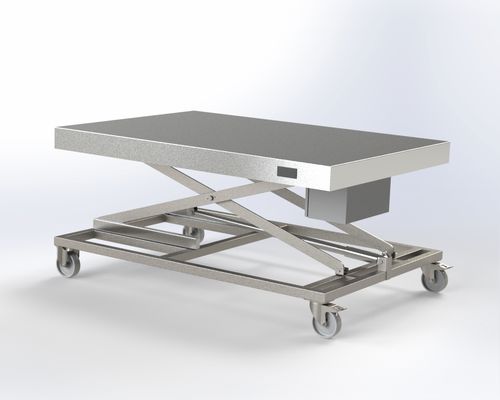 Mesa para sala blanca - PCM Habilclass - PCM HABILCLASS - Medi.Caddie® - rectangular / de acero inoxidable / eléctrica