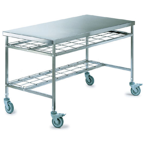 Mesa para sala blanca - W.1500 - PCM HABILCLASS - Medi.Caddie® - de acondicionamiento de instrumental médico / rectangular / de acero inoxidable
