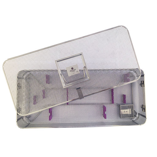 Recipiente de esterilización para instrumental - D200 160 504 - Delmont imaging - de acero inoxidable / enrejado / apto para autoclave