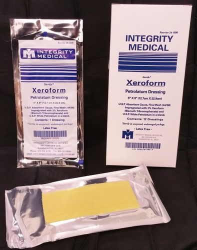 Apósito cutáneo estéril - Xeroform - Integrity Medical Devices - no adherente / hipoalergénico