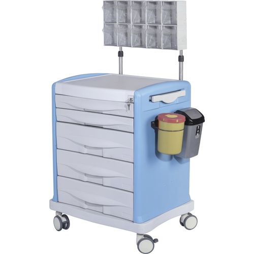 Carro de emergencia - MYS-728A - Meyosis - con papelera / 4 cajones / móvil