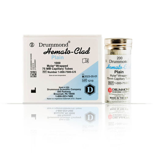 Tubo de extracción de laboratorio - HEMATO-CLAD® Mylar® - Drummond Scientific Company - cilíndrico / de sangre / de vidrio