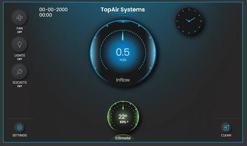 Unidad de control de velocidad del aire - AIRFLOW ALARM - TopAir Systems, Inc. - para campanas de aspiración / digital / con pantalla táctil