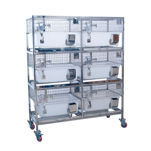 Jaula para la experimentación animal para conejos - RBINT-PP-01, RBINT-PP-02 - Orchid Scientific and innovative India Pvt Ltd - 6 compartimentos / de acero inoxidable / de polipropileno