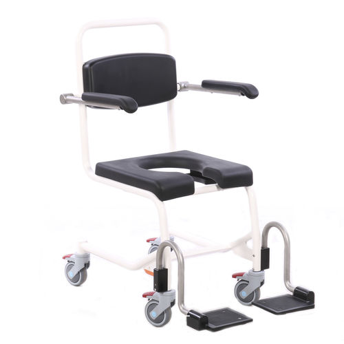 Silla con orinal con reposabrazos - LINA - TechniCare - con ruedas / con reposapiés / con apertura higiénica