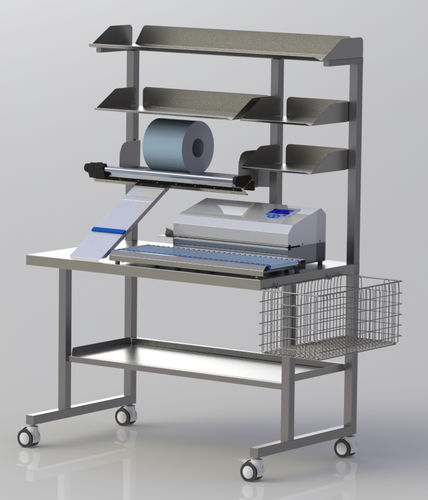 Plataforma de trabajo de laboratorio - EF210 - Easyseal Medical Technology - con ruedas / con estantería / con canasta
