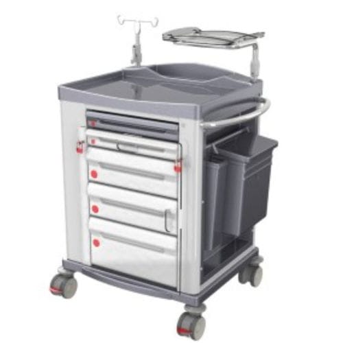 Carro médico - KSM-EM1 - Karrel Health Solutions - de emergencia / portacilindros de oxígeno / para desfibrilador