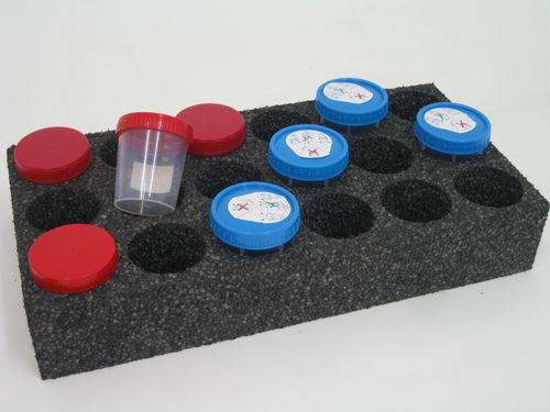 Soporte de laboratorio para tubos de ensayo - PU 18 - M.&G. INTL srl - para tubos de sangre / de polipropileno