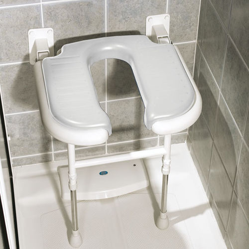 Asiento de ducha con reposabrazos - 04100P - AKW Medicare - con respaldo / de pared / de altura variable