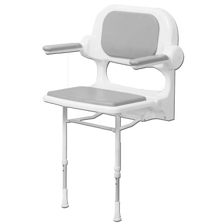 Asiento de ducha con reposabrazos - 02130P - AKW Medicare - con respaldo / plegable / de pared