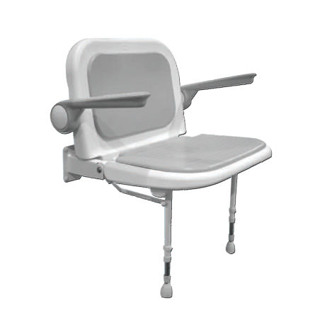 Asiento de ducha con reposabrazos - 04140P - AKW Medicare - con respaldo / plegable / de pared