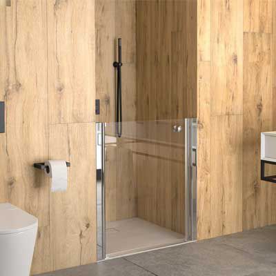 Mampara de ducha para centro sanitario - Larenco Duo Care - AKW Medicare - abatible / de vidrio