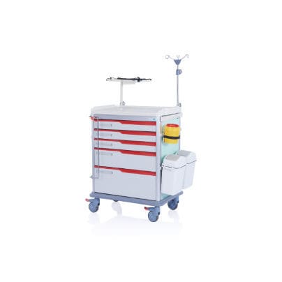 Carro de emergencia - W3711 ABS - Sichuan Yufeng Medical Equipment Co., Ltd. - de plástico / con portacilindros de oxígeno / con papelera