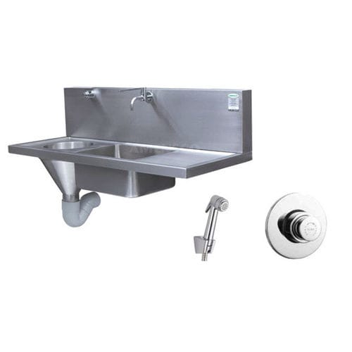 Fregadero para esclusa - SWS 100 LHS / RHS - AMENSCO MEDICAL TECHNOLOGIES - 1 estación / de acero inoxidable / de pared