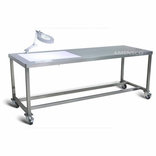 Mesa de inspección de ropa - AMENSCO MEDICAL TECHNOLOGIES - rectangular / con ruedas / plegable