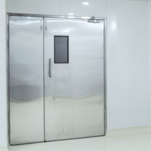Puerta para sala de operaciones - SLD 100P - AMENSCO MEDICAL TECHNOLOGIES - abatible / de acero inoxidable / de plomo