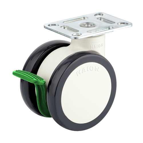 Rueda para carro médico - H322-6P100UNB/D - Haion Caster - para cama de hospital / giratoria / con freno