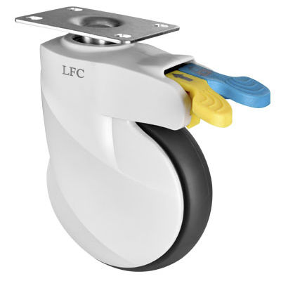 Rueda para cama de hospital - E202D-P - Longfen Caster - de caucho / con freno