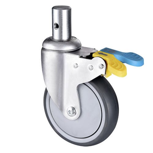 Rueda para carro médico - E302D-Y - Longfen Caster - para cama de hospital / con freno
