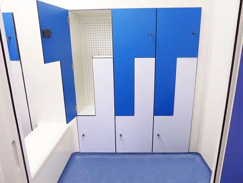 Armario para sala blanca - Albian Group - con puerta / blanco / azul