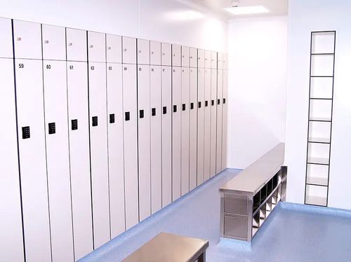 Taquilla de almacenamiento - Albian Group - para sala blanca / con puerta / blanca