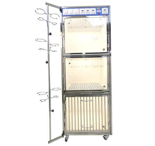 Jaula veterinaria modular - KC-02e	 - EVG - EdenVetGroom - 3 compartimentos / con ruedas
