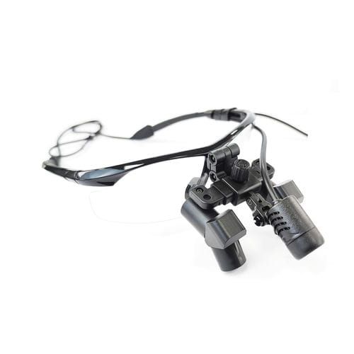 Lupa quirúrgica con montura de gafas - EFS-350X with MA JD2100 - Nanchang Micare Medical Equipment - con sistema abatible / con lámpara frontal