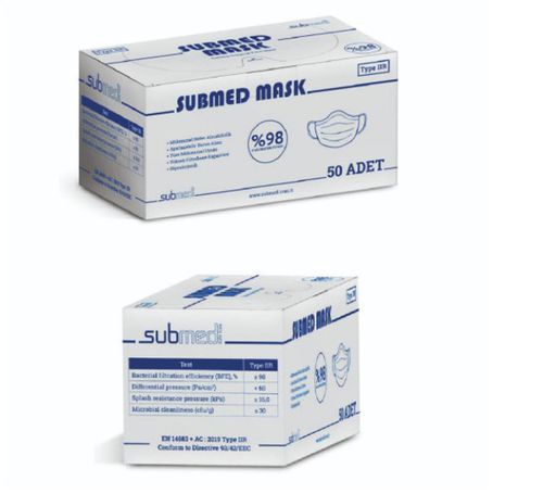 Mascarilla quirúrgica de tipo IIR - SUBMED - pediátrica / para adulto / caja de 50