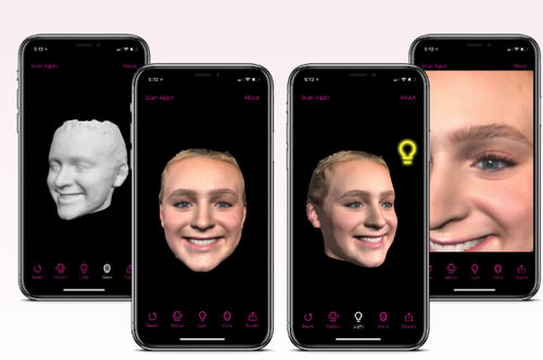 Aplicación para iOS de modelado facial - FaceApp - Bellus3D - para odontología / de captura / para smartphone