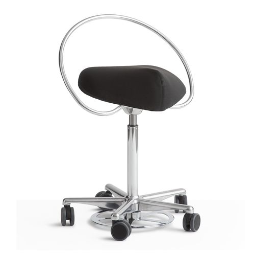 Taburete para odontología - Classic Foot-operated Ring bar - Dynamostol - de altura variable / con ruedas / negro