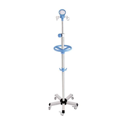 Portasueros con ruedas - B26-02 - Fangge Medical - 4 ganchos / de acero inoxidable / de altura variable