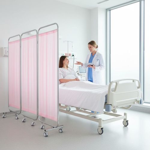 Biombo médico plegable - E12 - Fangge Medical - con ruedas / 3 paneles / de acero inoxidable