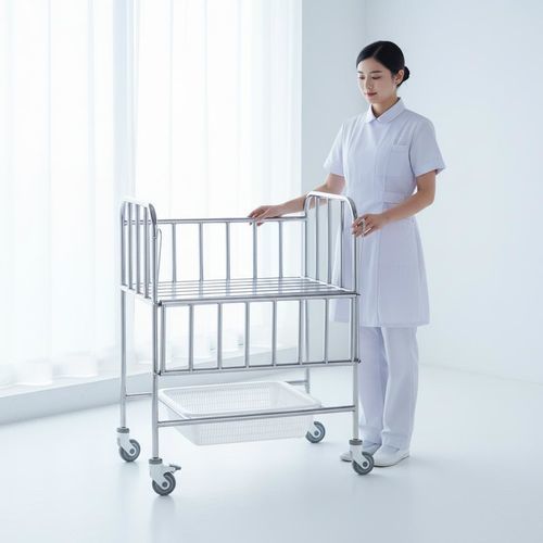 Cuna hospitalaria con ruedas - A03 - Fangge Medical - con barreras laterales / de acero inoxidable