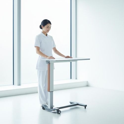 Mesa de cama de altura regulable - E13 - Fangge Medical - con ruedas / con accionamiento manual