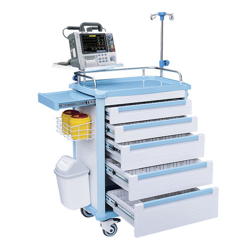 Carro de emergencia - HS-D-01 - Shandong HESOURCE Medical Equipment - médico / para instrumental / portacilindros de oxígeno