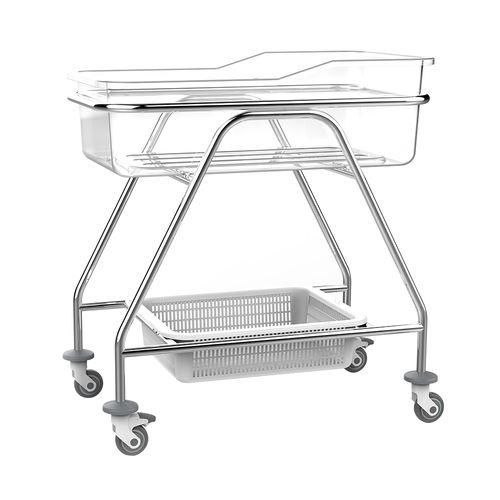 Cuna hospitalaria con ruedas - SS-HS-A05-II - Shandong HESOURCE Medical Equipment - de altura fija / con espacio de almacenamiento / de acero inoxidable