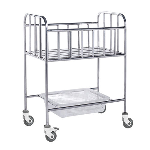 Cuna hospitalaria con ruedas - SS-HS-A04 - Shandong HESOURCE Medical Equipment - de altura fija / con espacio de almacenamiento / de acero inoxidable