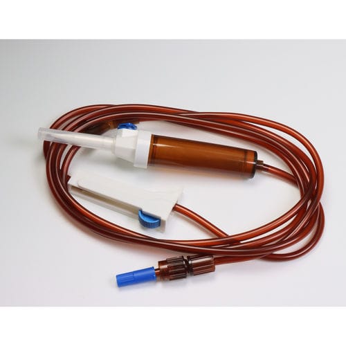 Set de perfusión policloruro de vinilo - WEGO Medical - con filtro para prevenir la contaminación de partículas / con conector en Y / con protección contra la luz