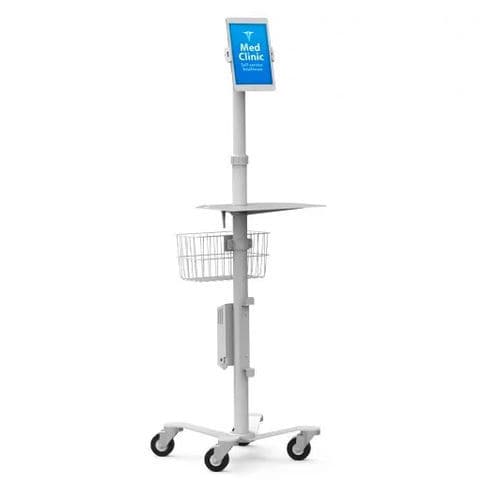 Carro informático para tabletas digitales - Universal Tablet Medical Rolling Kiosk - Rise Freedom Cling - Maclocks / Compulocks - de altura variable / seguro